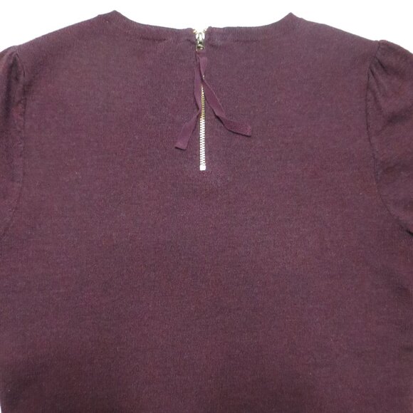 LOFT womens SWEATER purple TOP crew PLUM shirt WOOL CAREER casual SIZE M - Picture 8 of 10